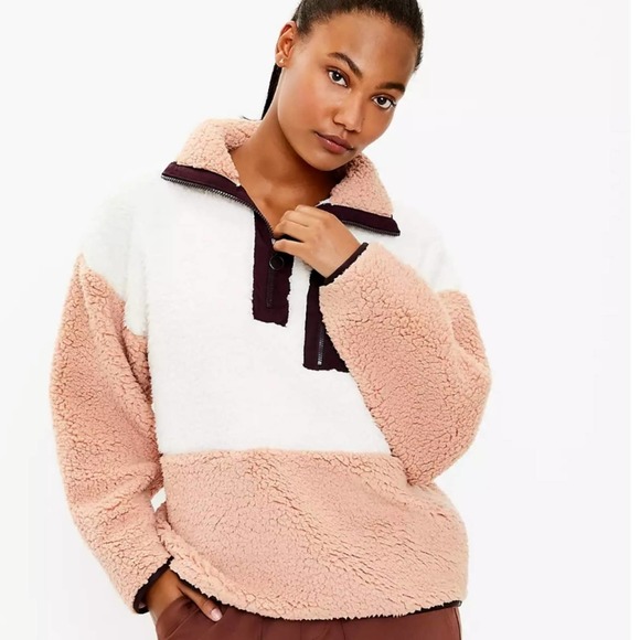 Lou & Grey Jackets & Blazers - Lou & Grey Colorblock Cozy Up Sherpa Zip Jacket Size Large